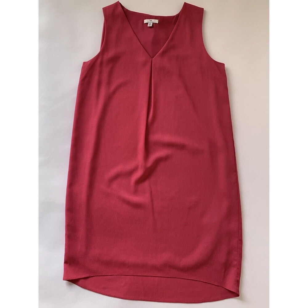 Halston Shift Dress Womens Small Pink V-Neck‎ Sleeveless Pleated Quiet Luxury